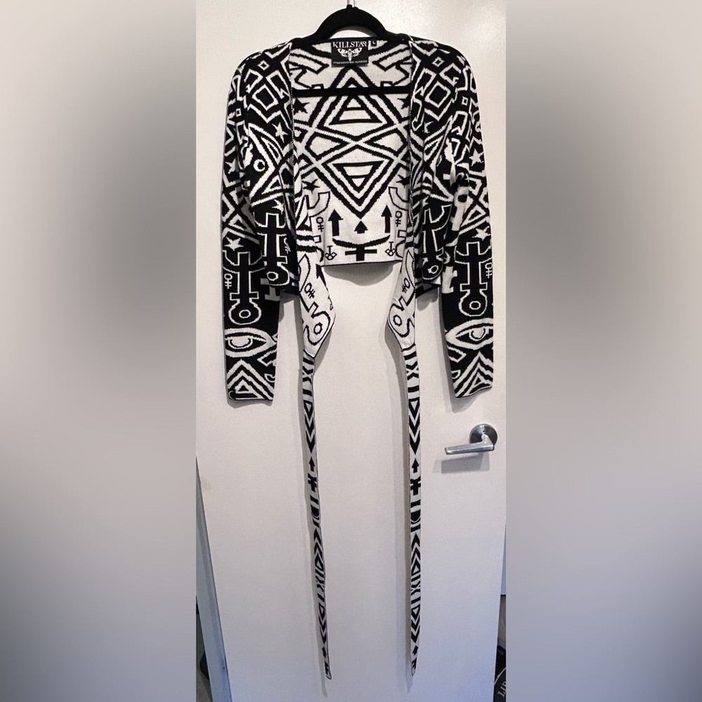 Killstar Black and White Knit Cardigan